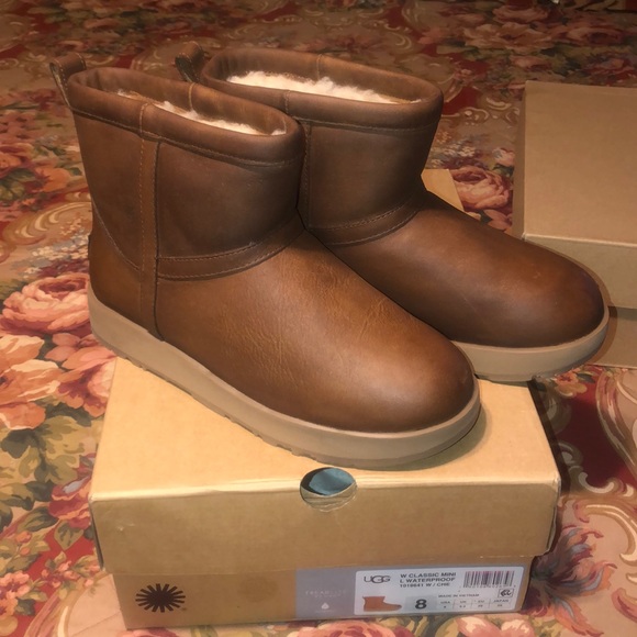 ugg classic mini leather waterproof boot